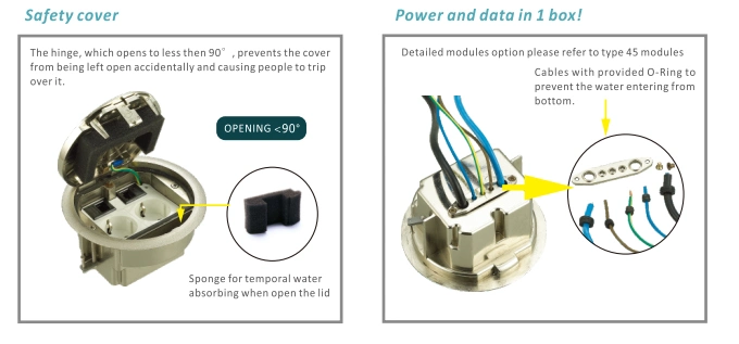 Robust Pop up Lid Floor Outlet with USB Charger