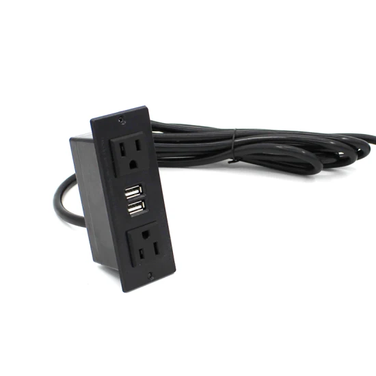 Bayu Fireproof Conceal Installed Laptop Desk Power Socket US Dual Outlets mit 2 USB-Ladegerät für Hotelmöbel